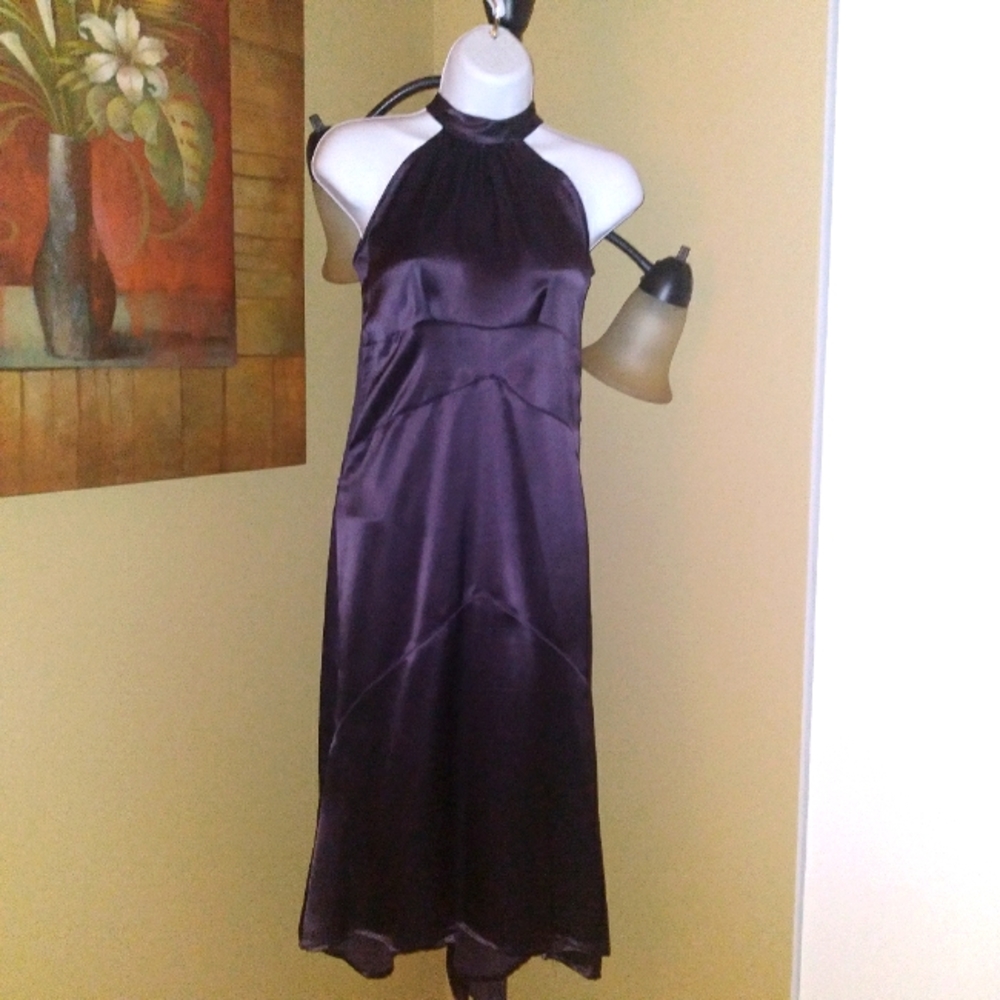 Deep purple formal evening dress.